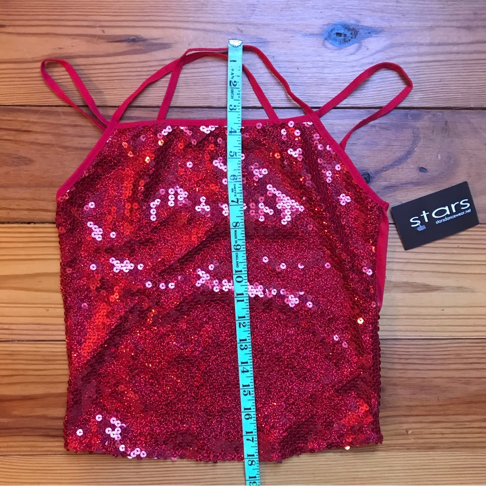 Bundle of Stars Dance Wear Sequin Red Black Dance Tops, NWT, S - Picture 5 of 16